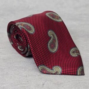 Vintage Christian Dior Tie Mens Silk Red Paisley Designer Business Formal